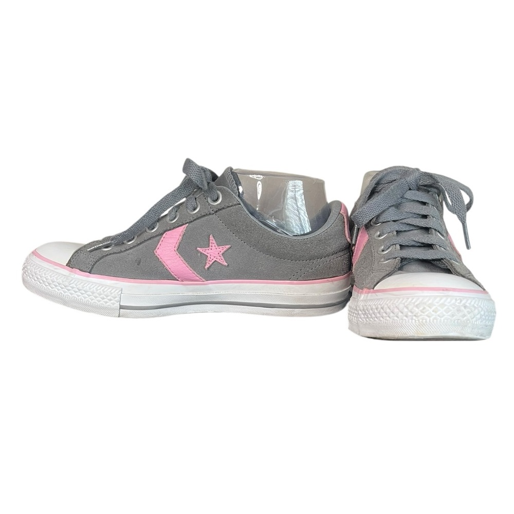 Converse Gray with Pink Accent Low-Top Sneakers